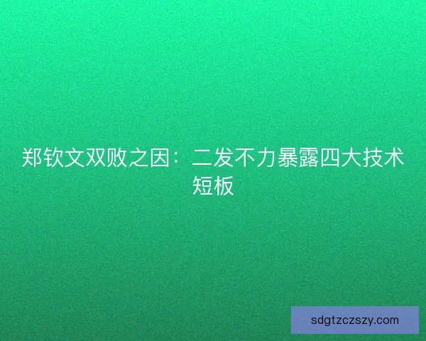 郑钦文双败之因：二发不力暴露四大技术短板