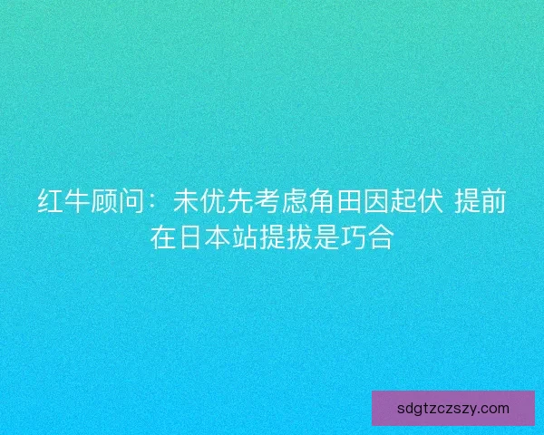红牛顾问：未优先考虑角田因起伏 提前在日本站提拔是巧合
